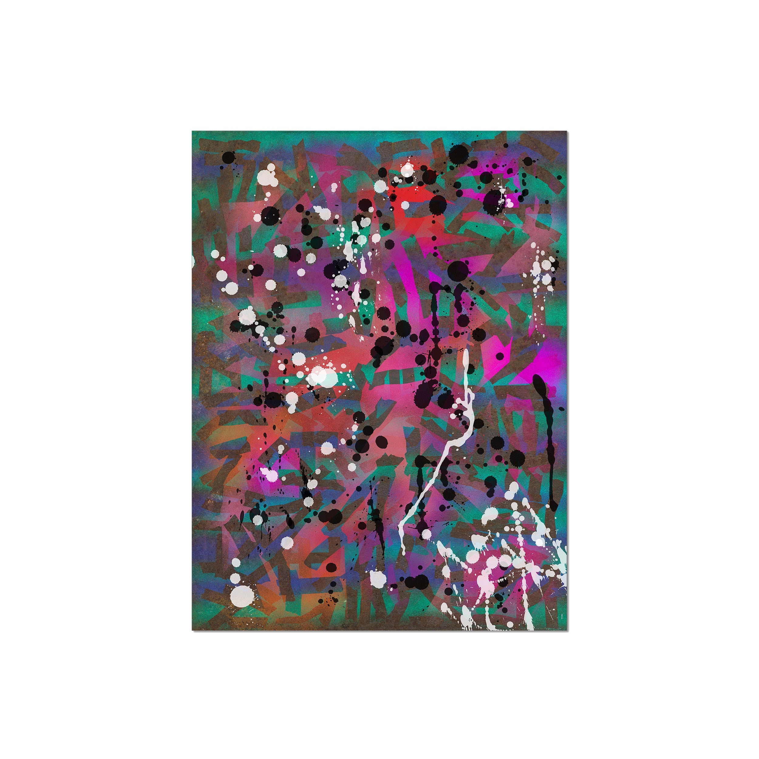 Broken Beat 01 – unframed 45×60 cm fine art print (18×24"). Layered abstract composition. Printed on Hahnemühle German Etching 310gsm archival paper.