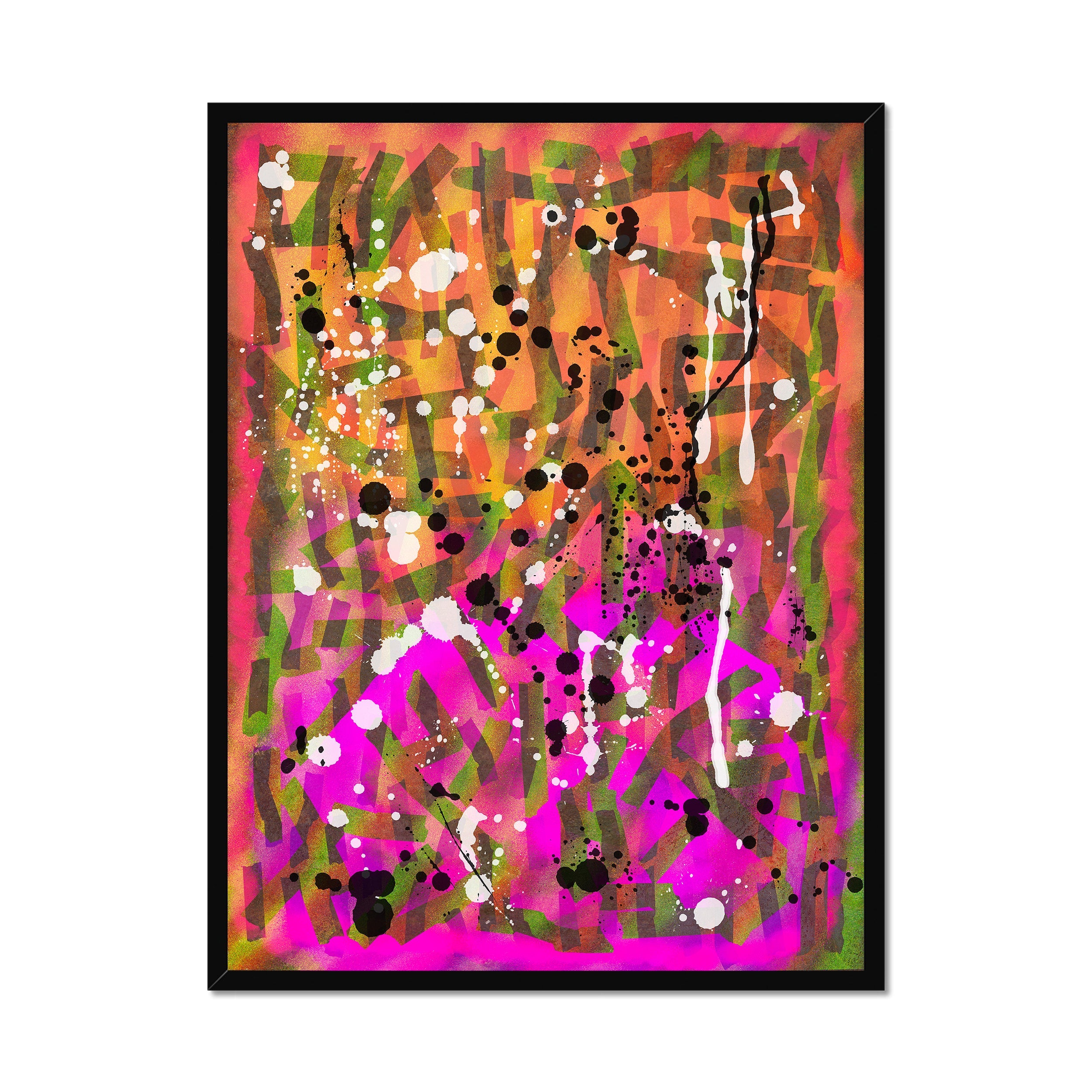 Broken Beat 02 – 60×80 cm fine art print in black box frame (24×32"). Layered abstract composition. Hahnemühle German Etching 310gsm. Ready to hang.