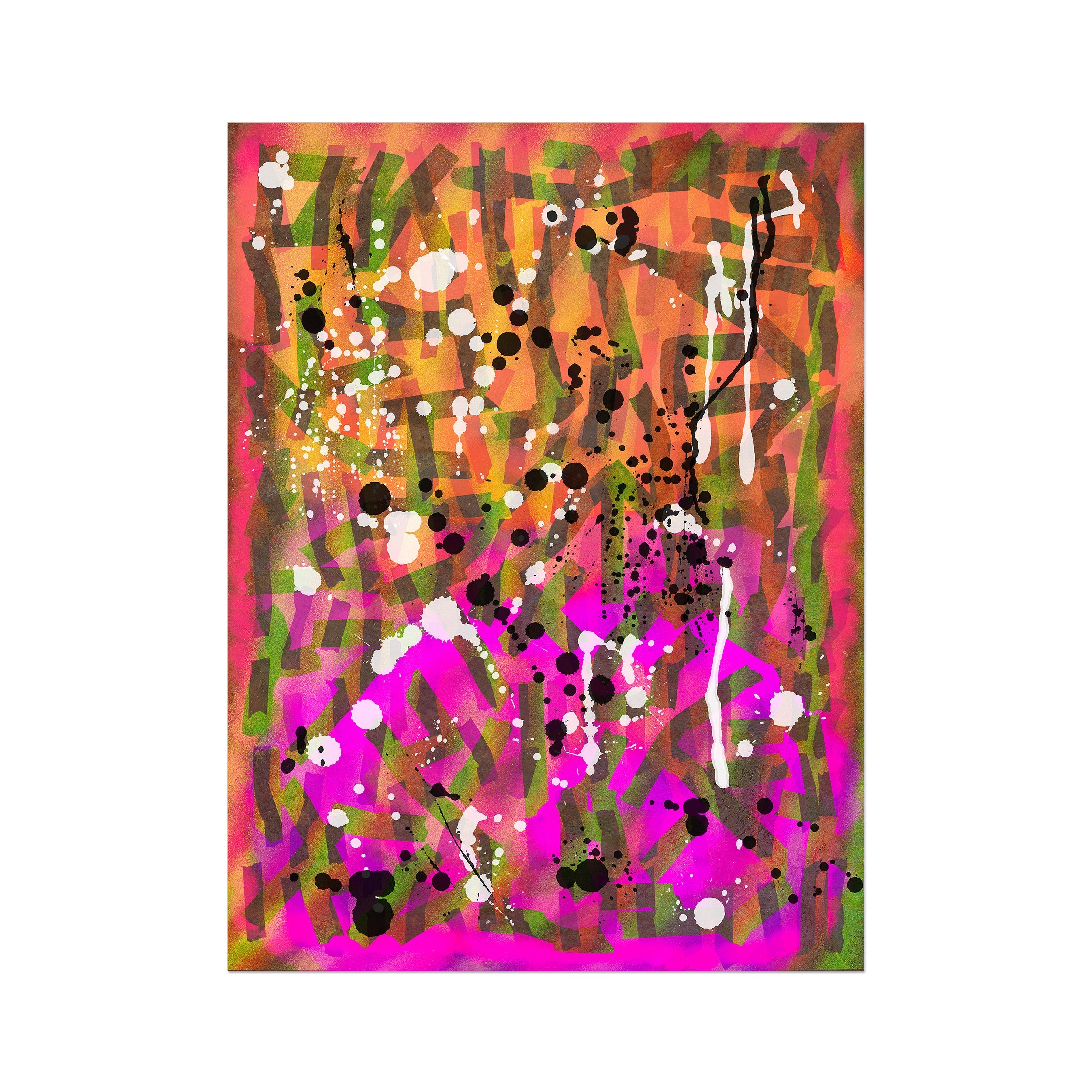 Broken Beat 02 – unframed 60×80 cm fine art print (24×32"). Layered abstract composition. Printed on Hahnemühle German Etching 310gsm archival paper.