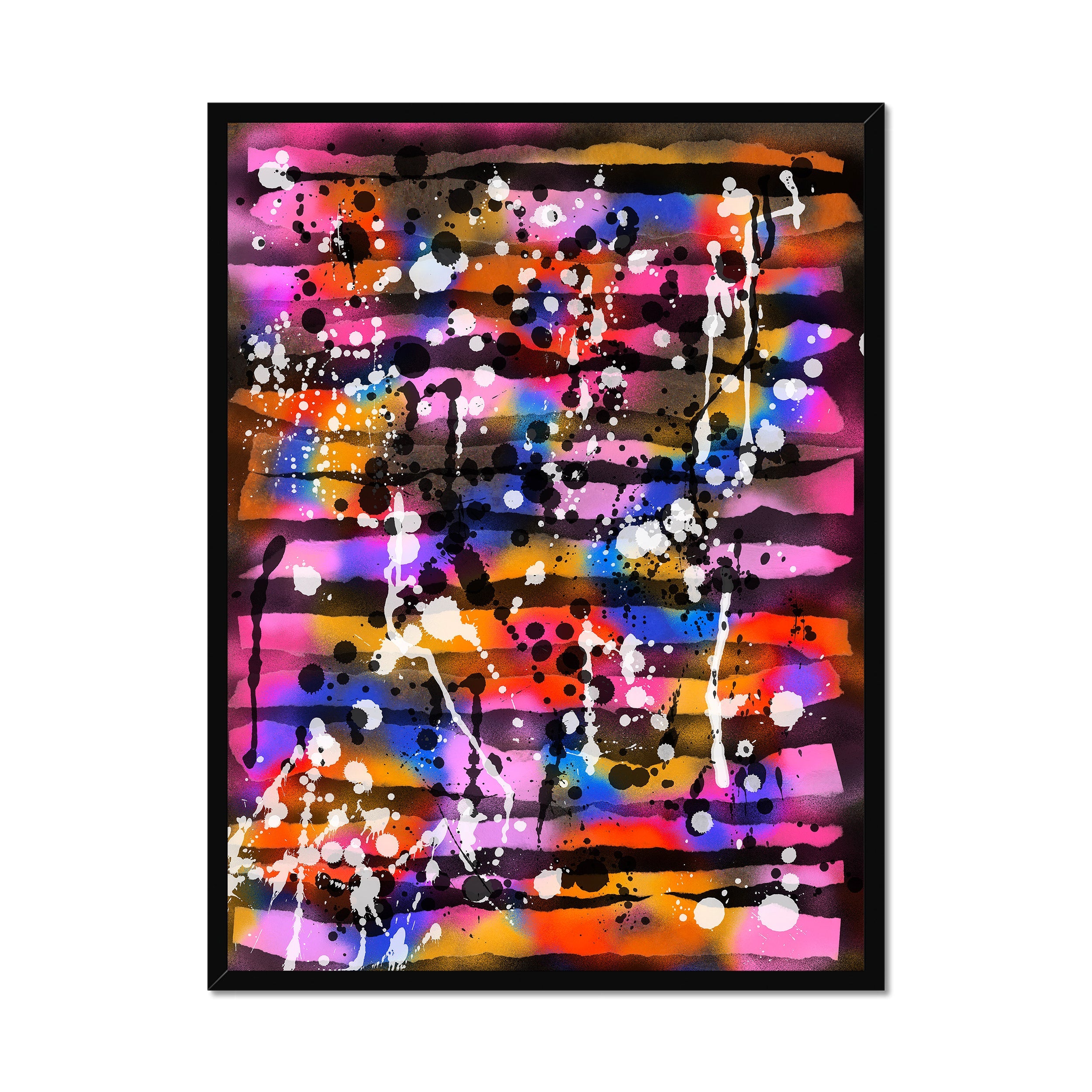 Broken Beat 05 – 60×80 cm fine art print in black box frame (24×32"). Layered abstract composition. Hahnemühle German Etching 310gsm. Ready to hang.