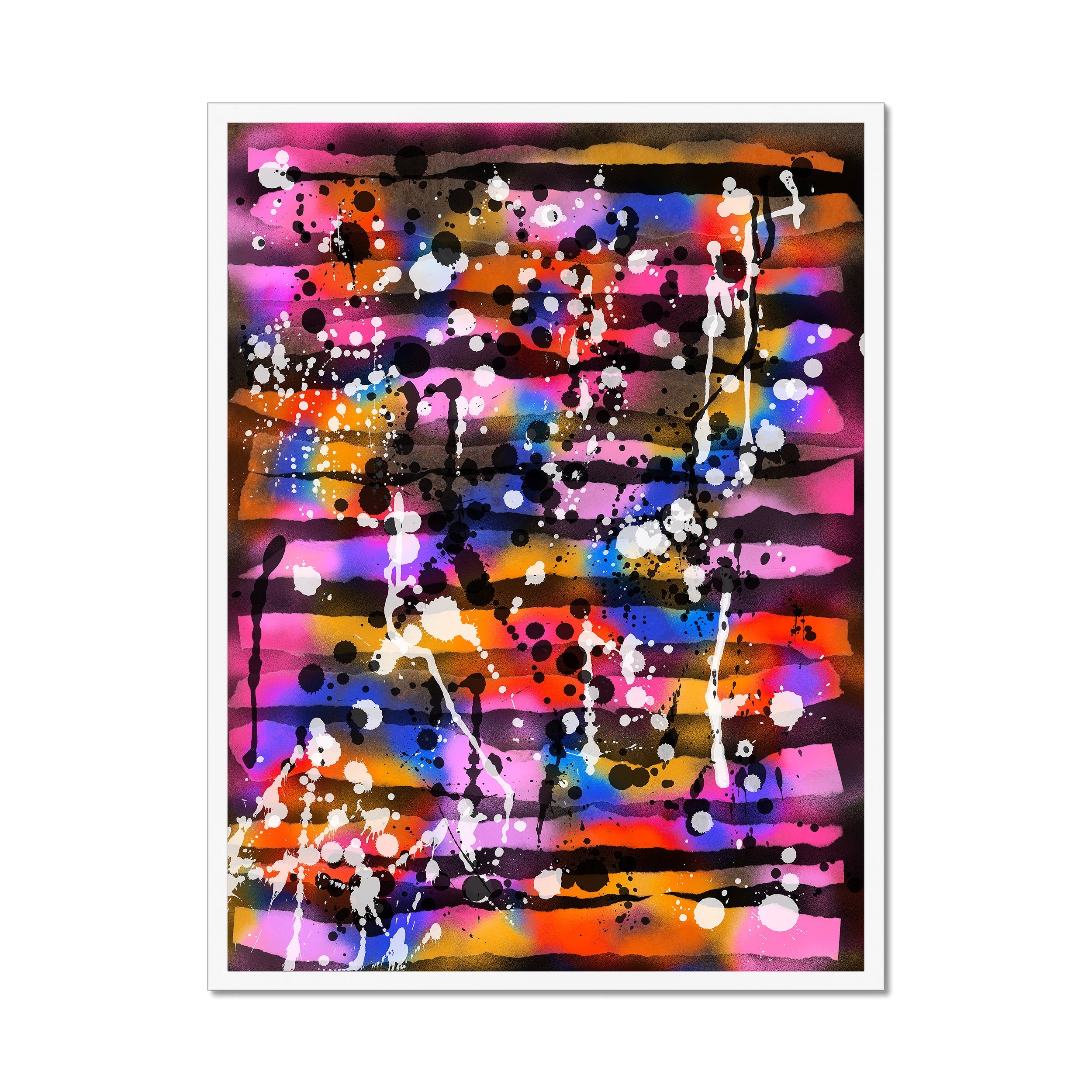 Broken Beat 05 – 60×80 cm fine art print in white box frame (24×32"). Layered abstract composition. Hahnemühle German Etching 310gsm. Ready to hang.