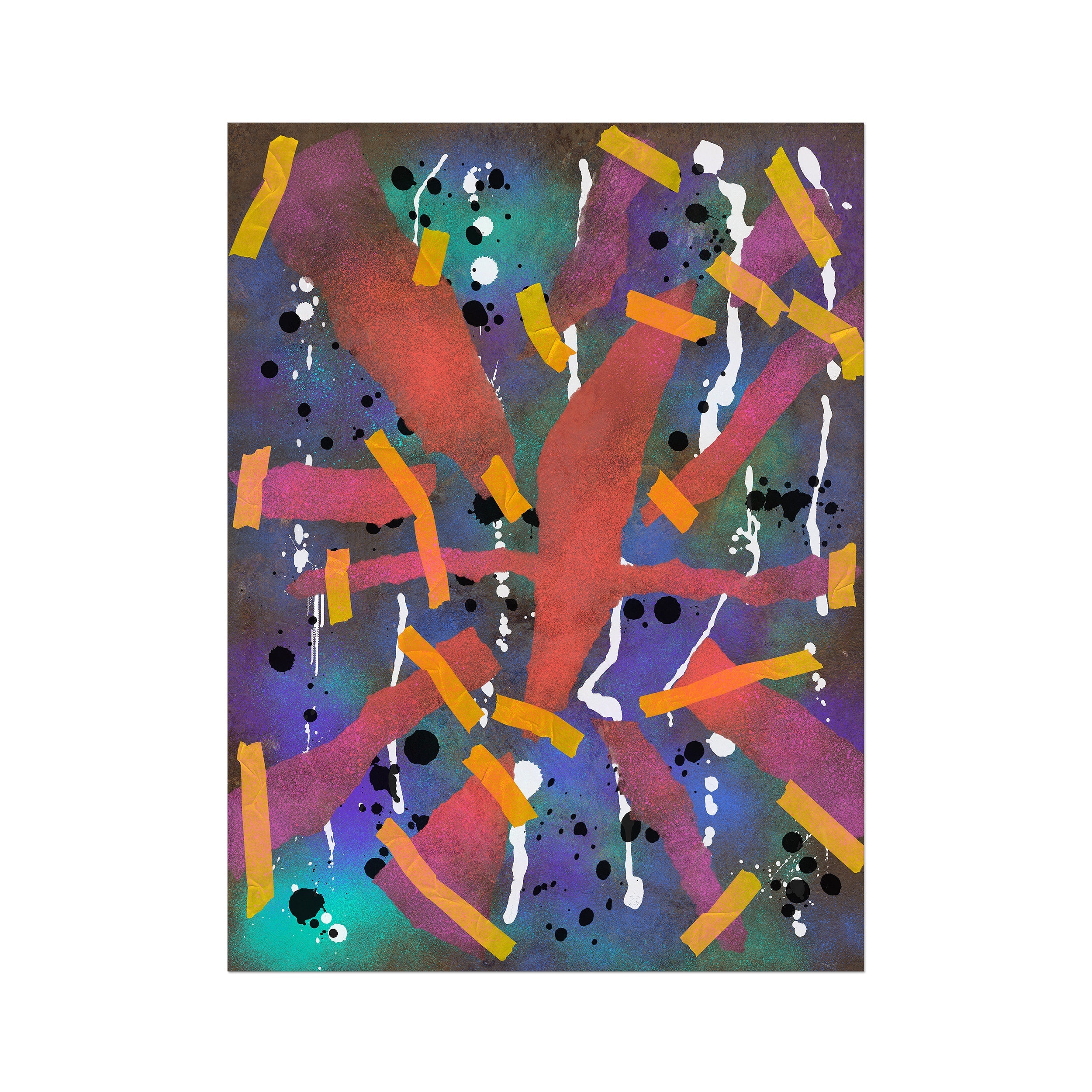 Broken Beat 06 – unframed 60×80 cm fine art print (24×32"). Layered abstract composition. Printed on Hahnemühle German Etching 310gsm archival paper.