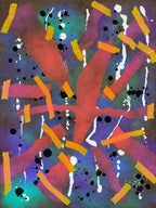 Broken Beat 06 – layered abstract composition with gestural marks and sprayed colour fields. Museum-grade giclée print on Hahnemühle German Etching 310gsm archival paper. Available in 30×40, 45×60, and 60×80 cm.
