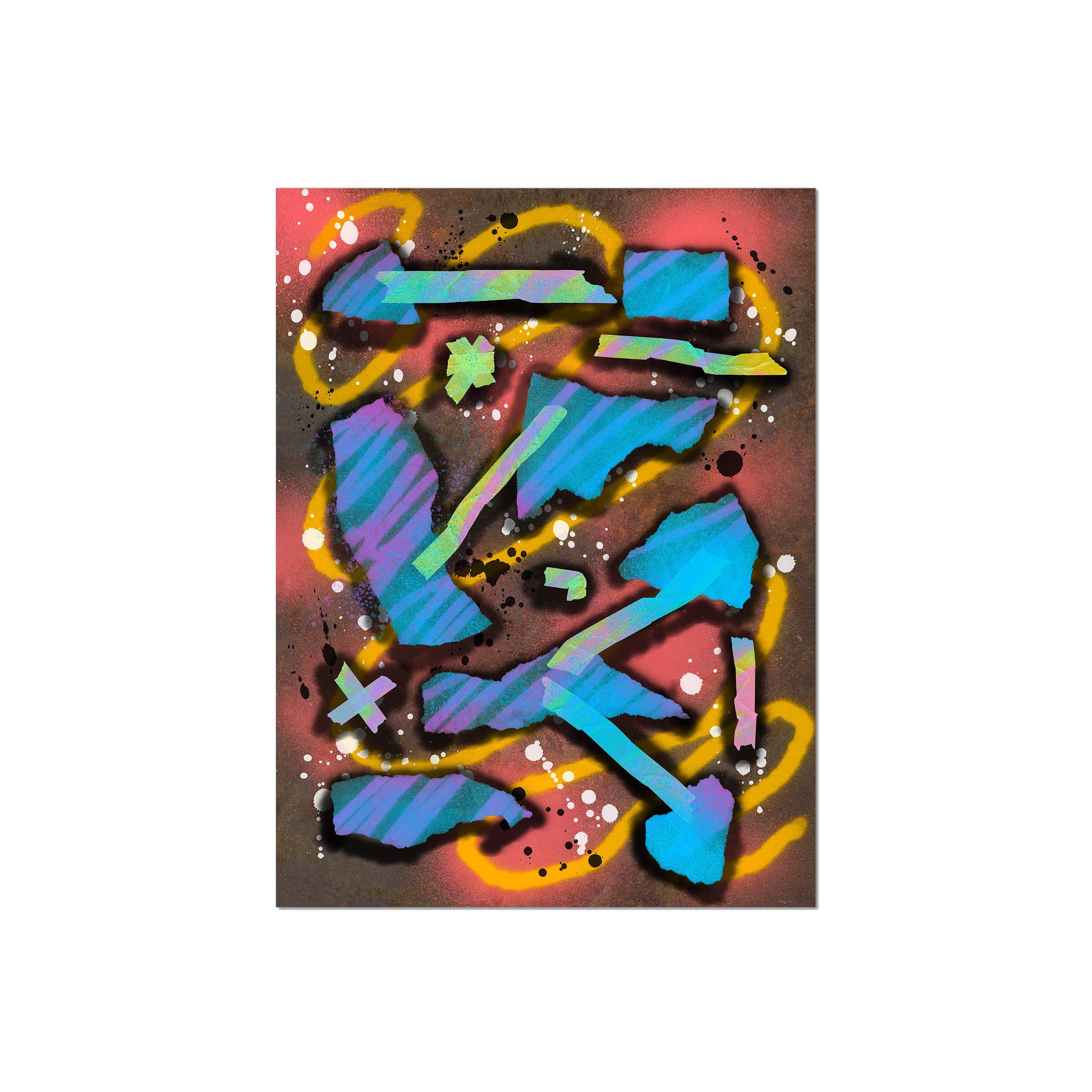 Broken Beat 07 – unframed 45×60 cm fine art print (18×24"). Layered abstract composition. Printed on Hahnemühle German Etching 310gsm archival paper.