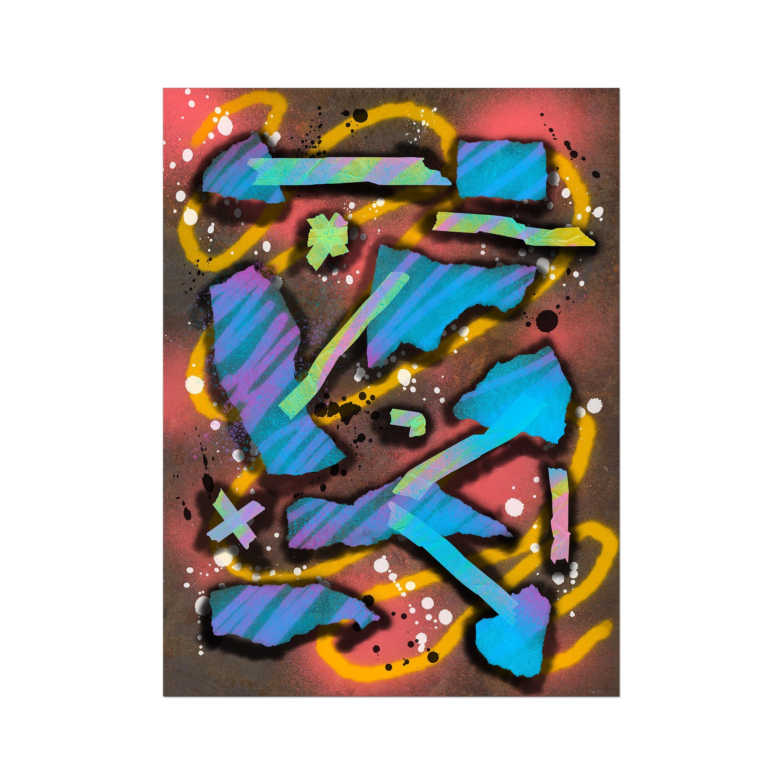 Broken Beat 07 – unframed 60×80 cm fine art print (24×32"). Layered abstract composition. Printed on Hahnemühle German Etching 310gsm archival paper.