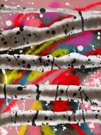 Broken Beat 08 – layered abstract composition with gestural marks and sprayed colour fields. Museum-grade giclée print on Hahnemühle German Etching 310gsm archival paper. Available in 30×40, 45×60, and 60×80 cm.