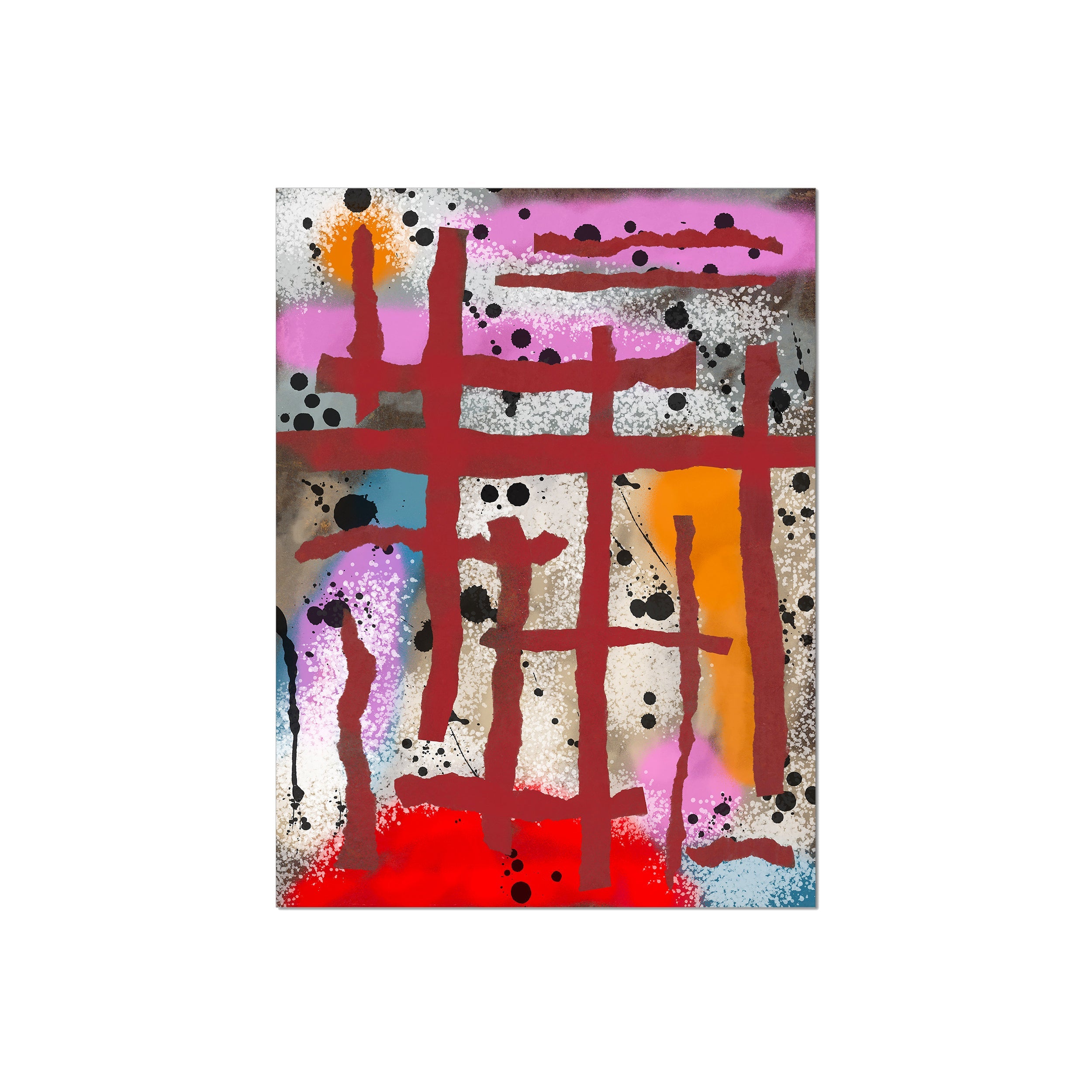 Broken Beat 09 – unframed 45×60 cm fine art print (18×24"). Layered abstract composition. Printed on Hahnemühle German Etching 310gsm archival paper.