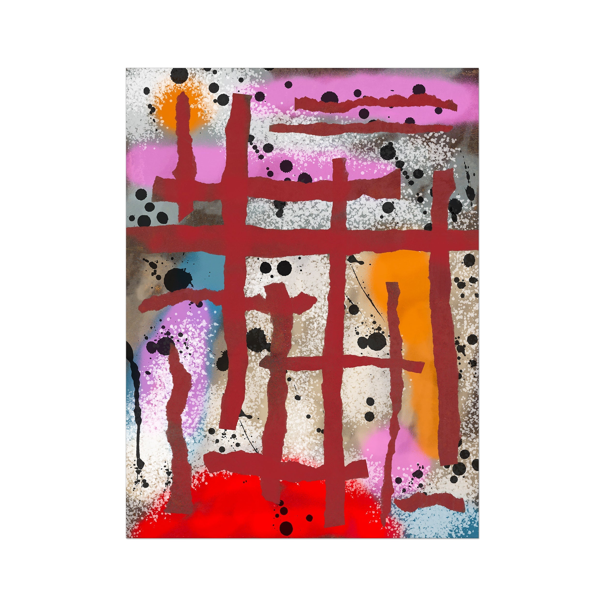 Broken Beat 09 – unframed 60×80 cm fine art print (24×32"). Layered abstract composition. Printed on Hahnemühle German Etching 310gsm archival paper.