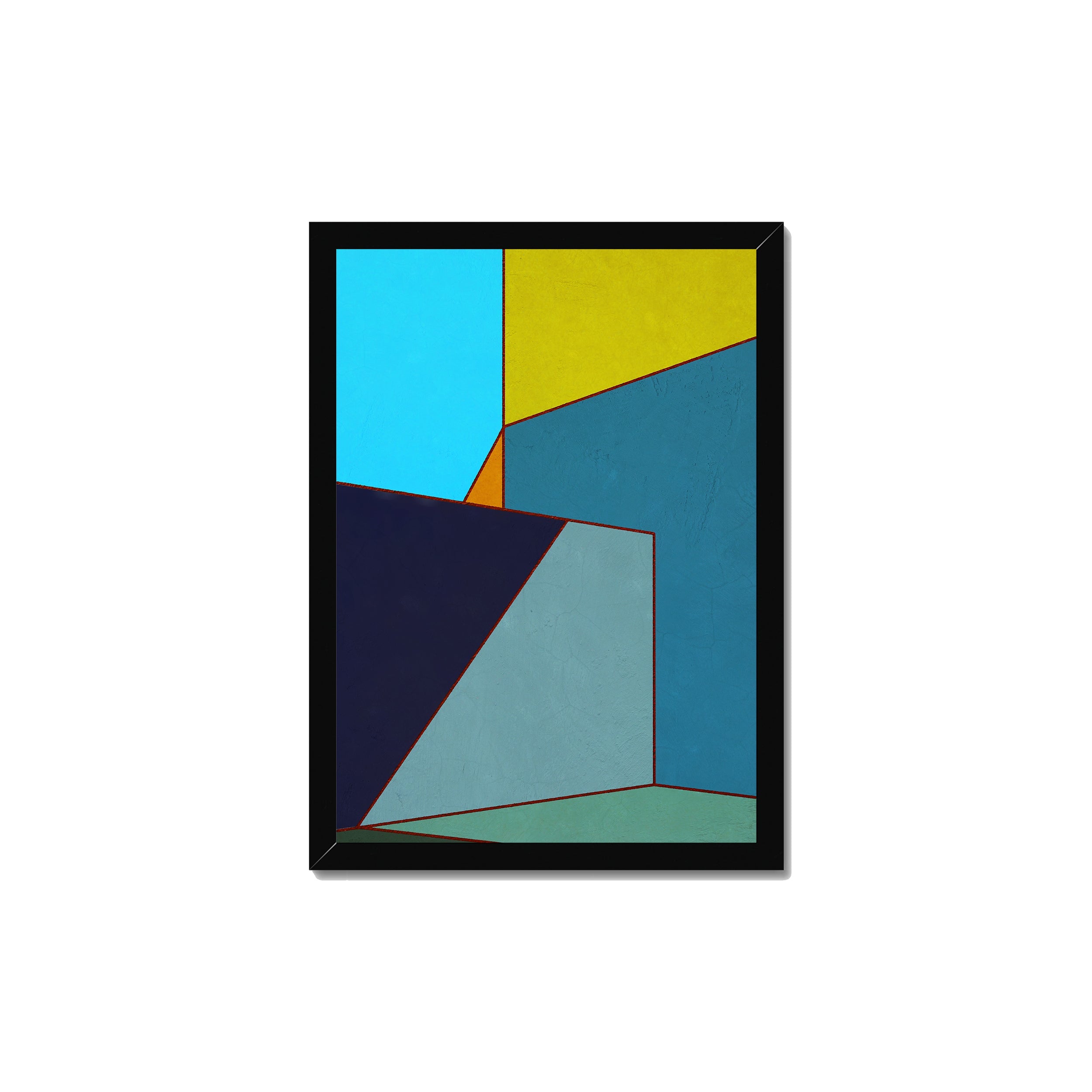 Constructed Fields 03 – A3 fine art print in black box frame (29.7×42cm). Abstract geometric colour-field composition. Hahnemühle German Etching 310gsm. Ready to hang.