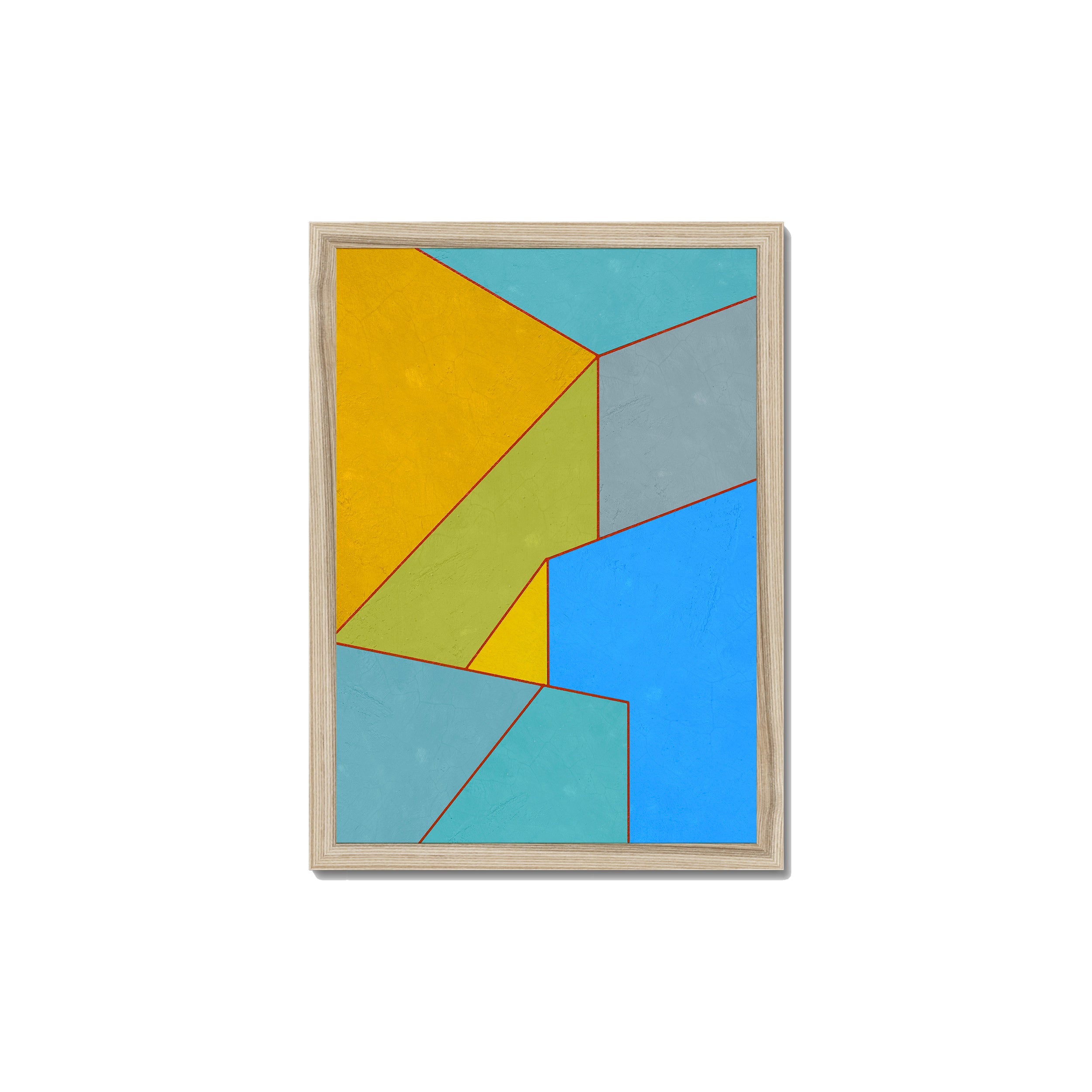 Constructed Fields 04 A3 29.7x42cm print in natural wood box frame mockup.