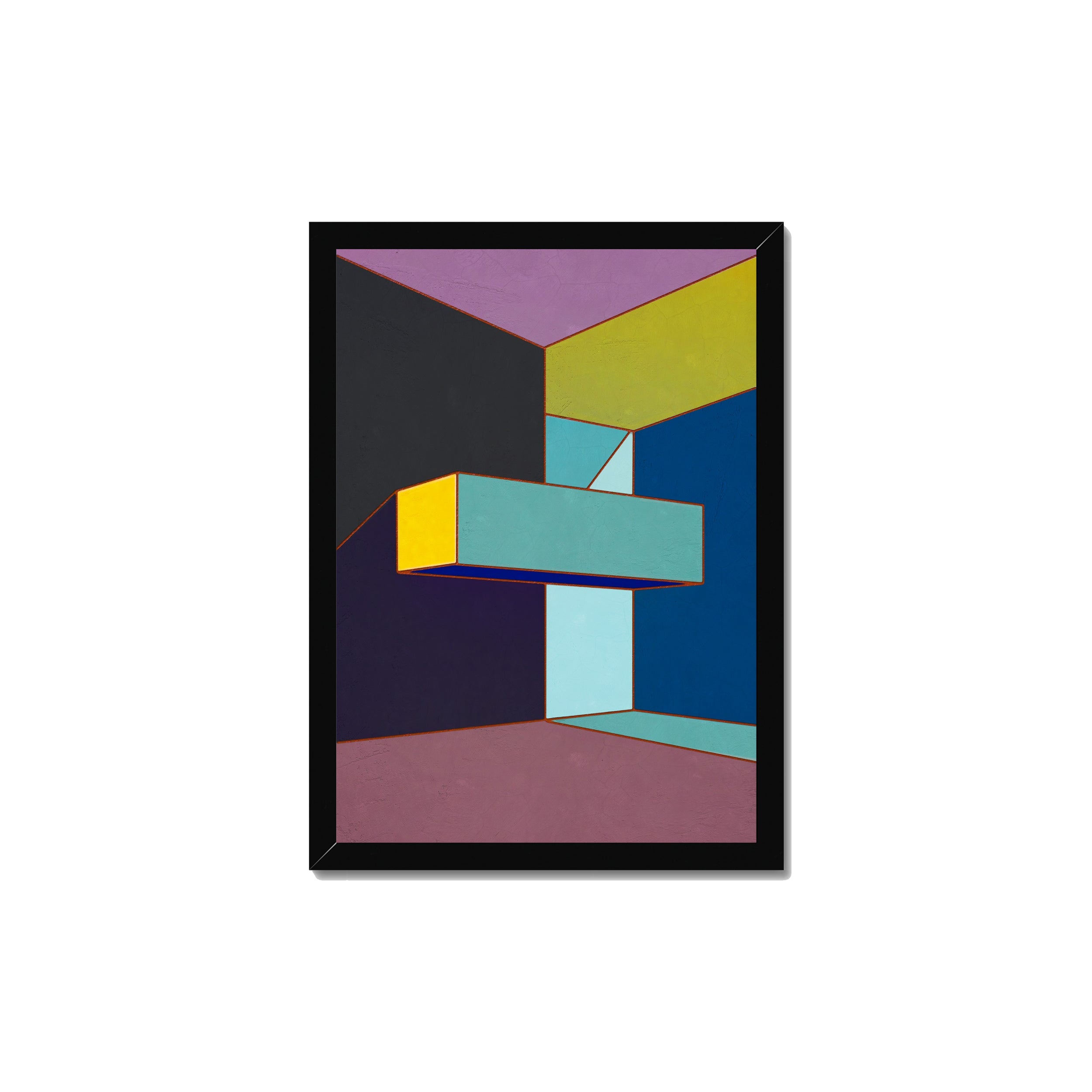 Constructed Fields 07 A3 29.7x42cm print in black box frame mockup.