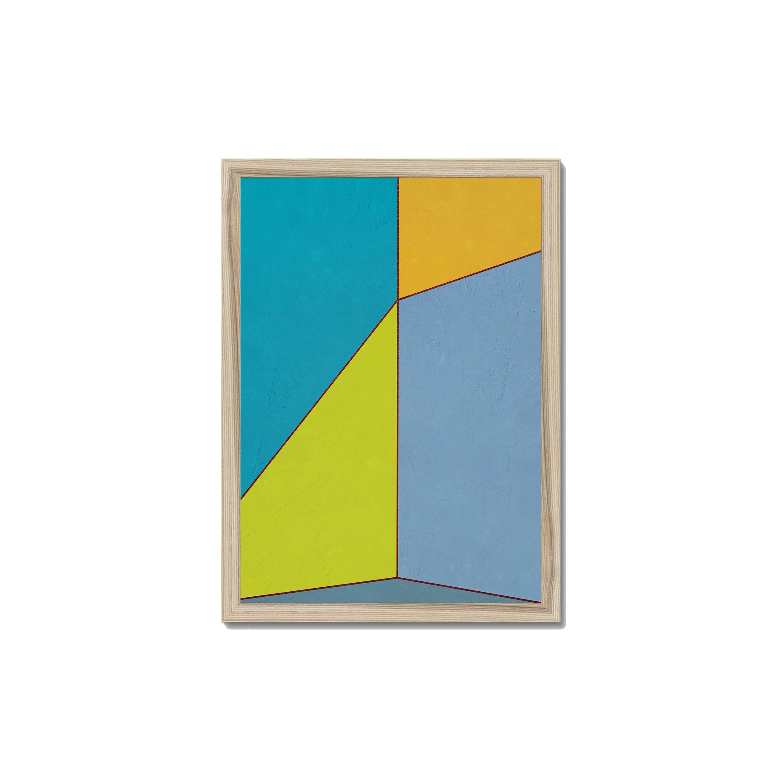 Constructed Fields 09 A3 29.7x42cm print in natural wood box frame mockup.