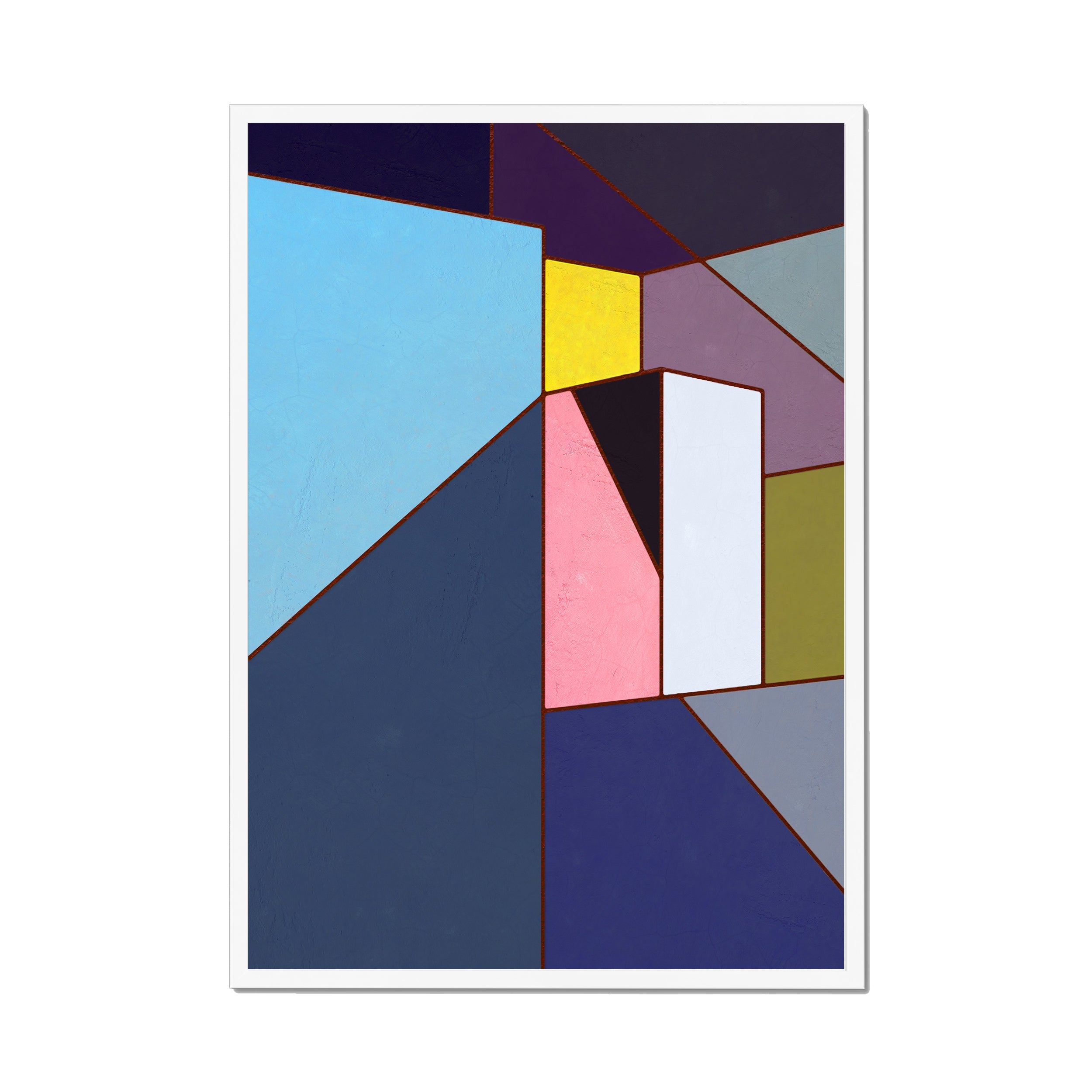 Constructed Fields 10 A1 59.4x84.1cm print in white box frame mockup.