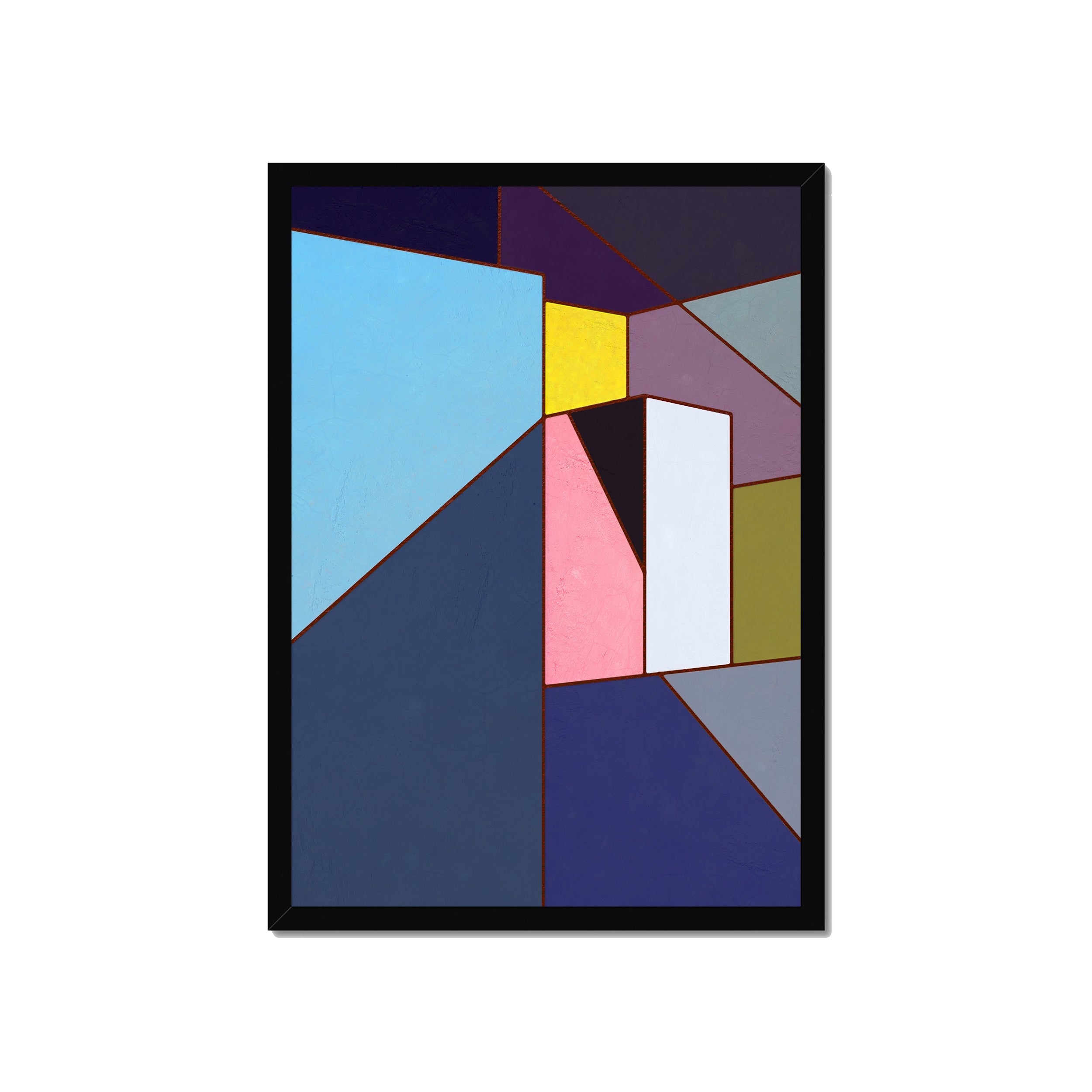 Constructed Fields 10 A2 42x59.4cm print in black box frame mockup.