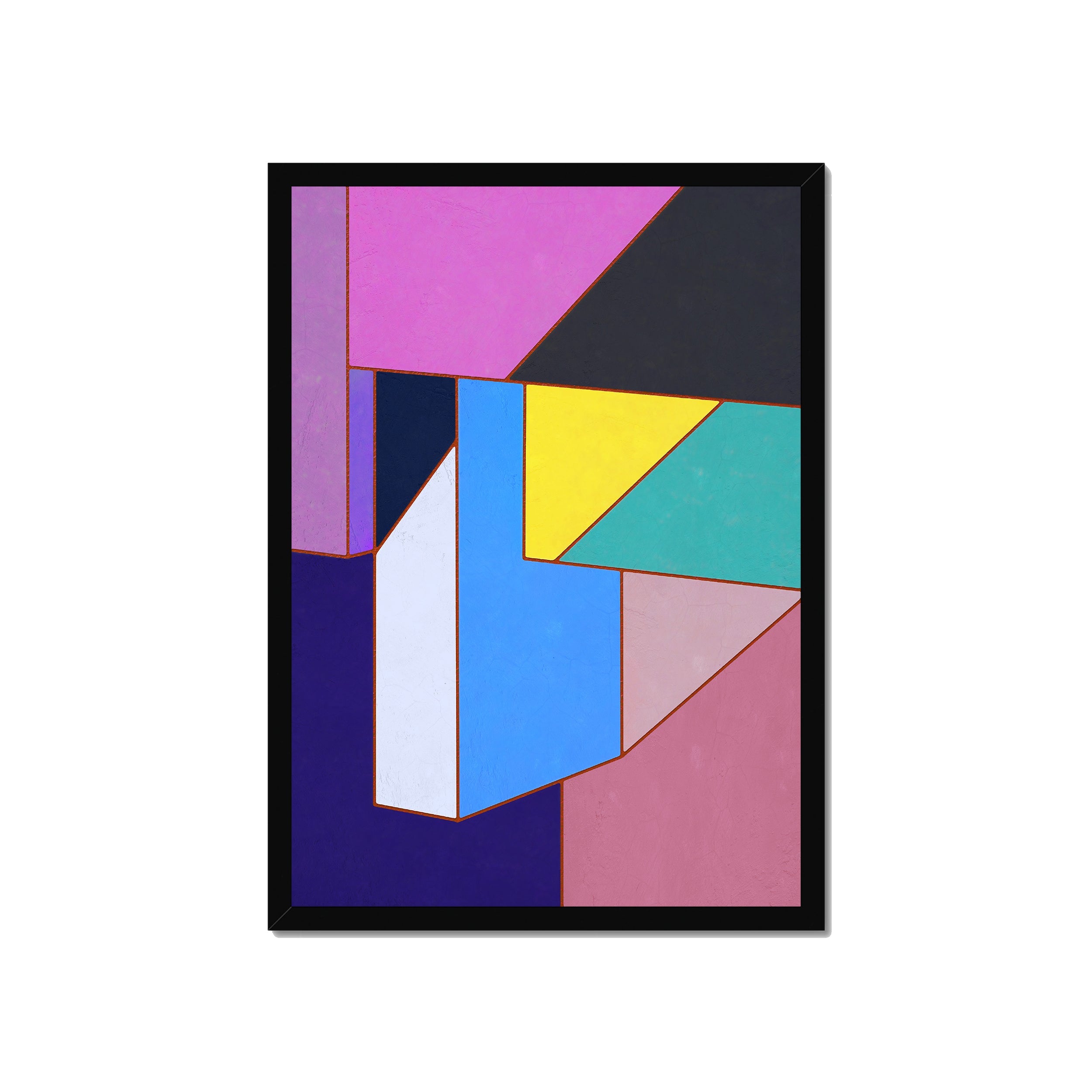Constructed Fields 11 A2 42x59.4cm print in black box frame mockup.