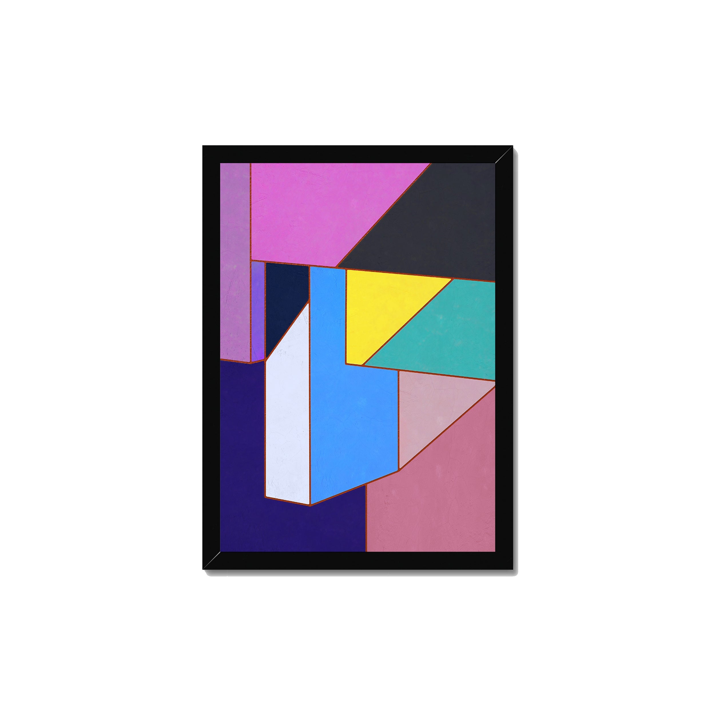 Constructed Fields 11 A3 29.7x42cm print in black box frame mockup.