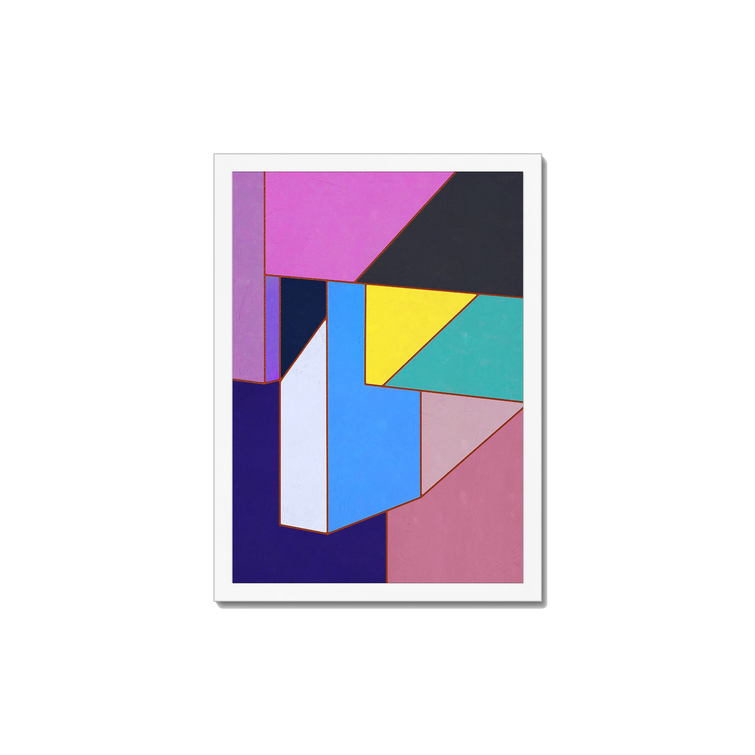Constructed Fields 11 A3 29.7x42cm print in white box frame mockup.
