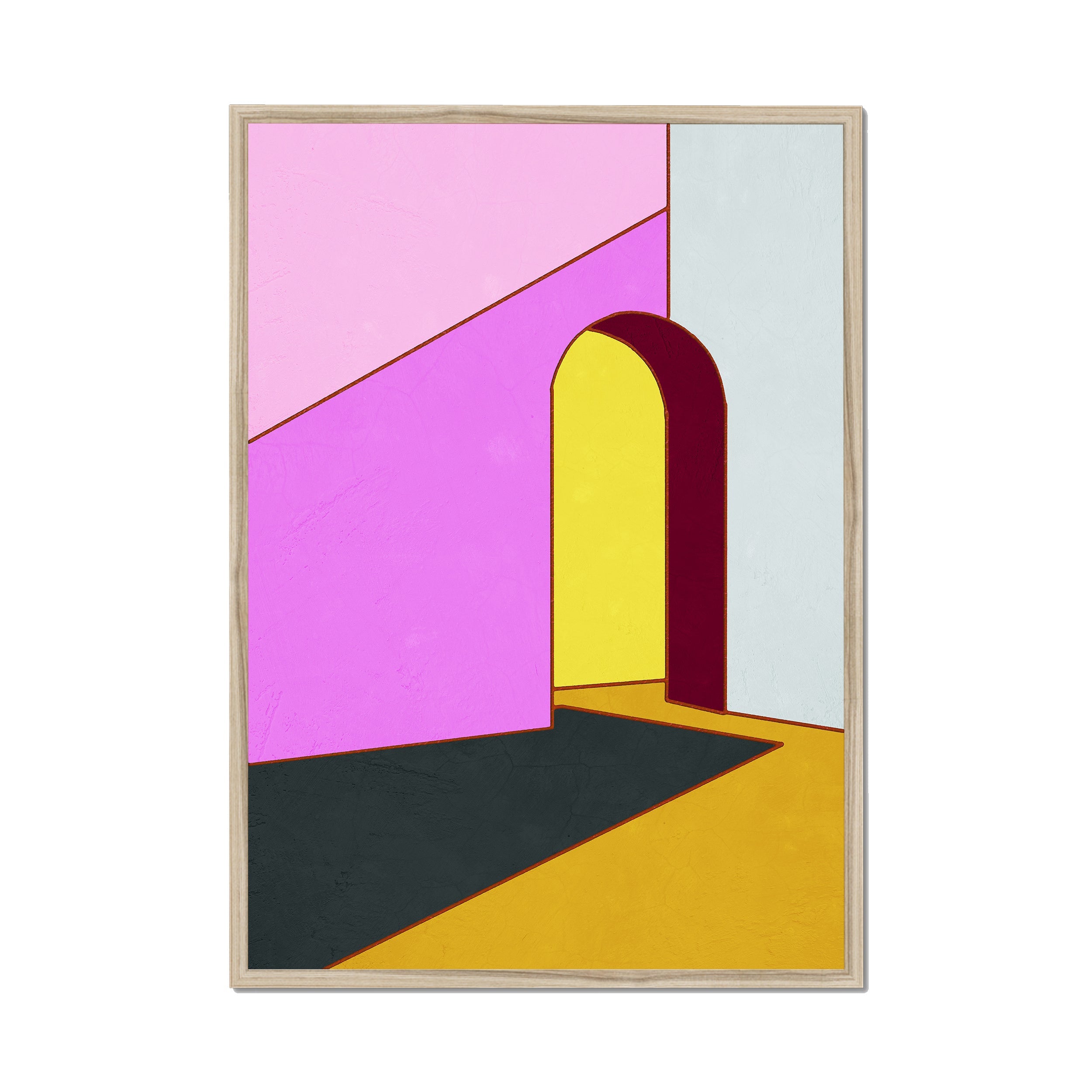 Constructed Fields 12 A1 59.4x84.1cm print in natural wood box frame mockup.