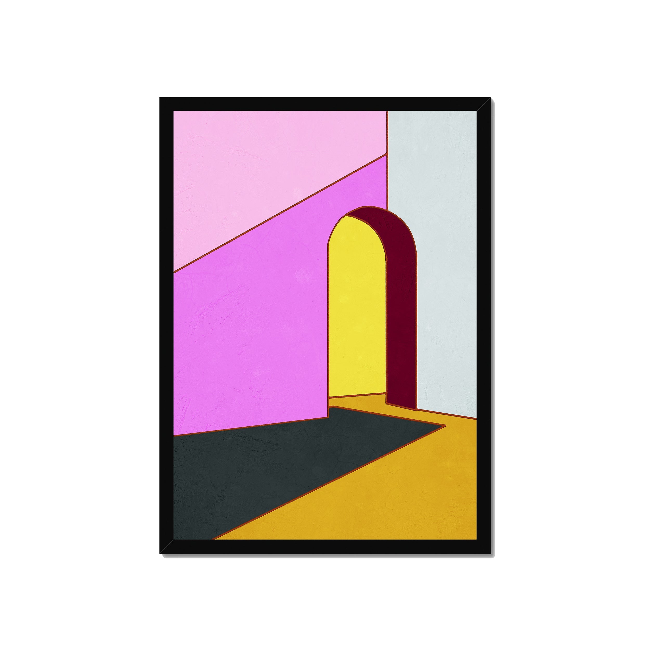 Constructed Fields 12 A2 42x59.4cm print in black box frame mockup.