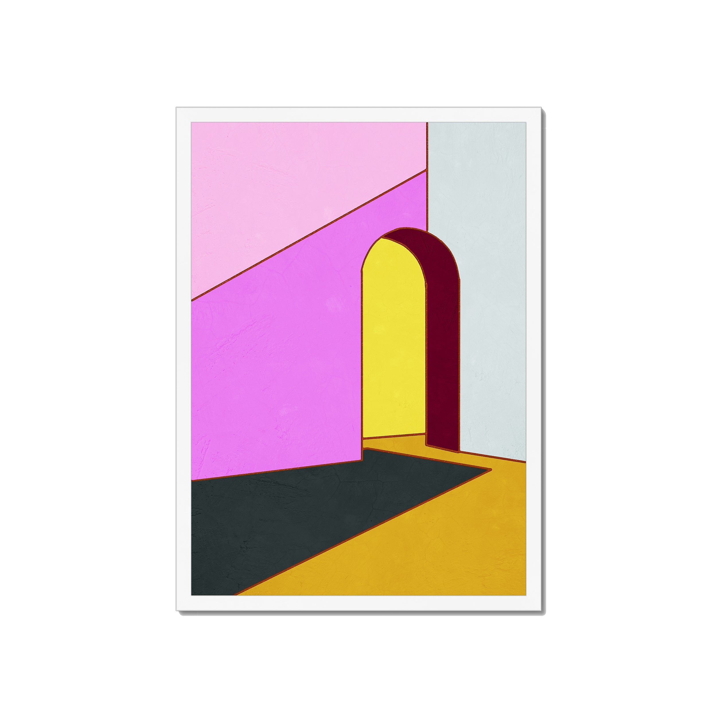 Constructed Fields 12 A2 42x59.4cm print in white box frame mockup.
