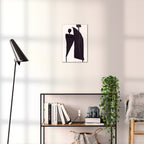Composition in Ink 05 black ink, 30×45 cm giclée art print shown to scale in a home interior – abstract minimalist wall art, portrait format, Open Wall Studio Studies in Ink