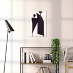 Composition in Ink 05 black ink, 40×60 cm giclée art print shown to scale in a home interior – abstract minimalist wall art, portrait format, Open Wall Studio Studies in Ink