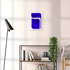 Composition in Ink 06 blue ink, 30×45 cm giclée art print shown to scale in a home interior – abstract minimalist wall art, portrait format, Open Wall Studio Studies in Ink