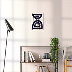 Composition in Ink 07 black ink, 30×40 cm giclée art print shown to scale in a home interior – abstract minimalist wall art, portrait format, Open Wall Studio Studies in Ink