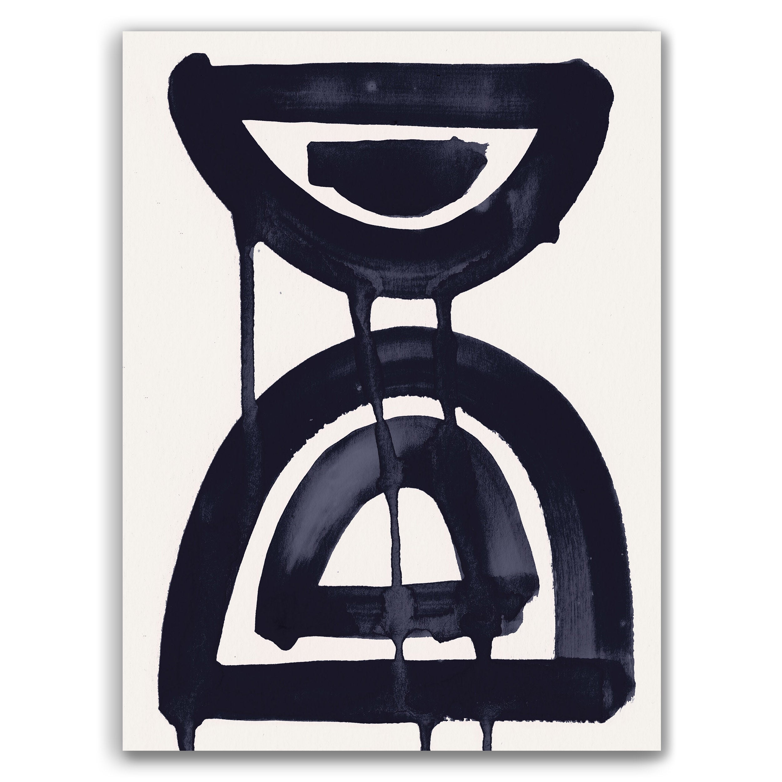 Composition in Ink 07 – pure abstract giclée art print in black ink, contemporary minimalist wall art, portrait format, 60×80 cm, Open Wall Studio Studies in Ink collection