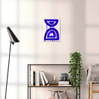 Composition in Ink 07 blue ink, 30×40 cm giclée art print shown to scale in a home interior – abstract minimalist wall art, portrait format, Open Wall Studio Studies in Ink