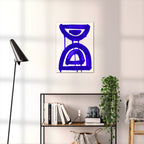 Composition in Ink 07 blue ink, 45×60 cm giclée art print shown to scale in a home interior – abstract minimalist wall art, portrait format, Open Wall Studio Studies in Ink
