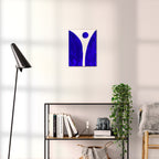Composition in Ink 08 blue ink, 30×40 cm giclée art print shown to scale in a home interior – abstract minimalist wall art, portrait format, Open Wall Studio Studies in Ink