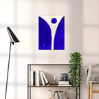 Composition in Ink 08 blue ink, 45×60 cm giclée art print shown to scale in a home interior – abstract minimalist wall art, portrait format, Open Wall Studio Studies in Ink