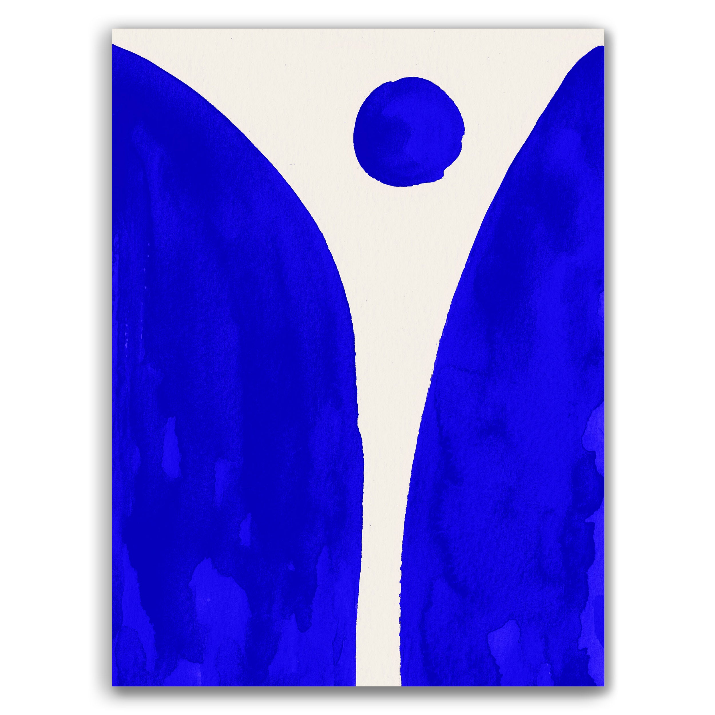 Composition in Ink 08 – pure abstract giclée art print in blue ink, contemporary minimalist wall art, portrait format, 45×60 cm, Open Wall Studio Studies in Ink collection