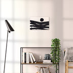 Composition in Ink 10 black ink, 45×30 cm giclée art print shown to scale in a home interior – abstract minimalist wall art, landscape format, Open Wall Studio Studies in Ink