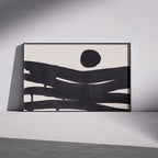 Composition in Ink 10 framed art print in black ink – contemporary abstract giclée print shown in frame, landscape format, 45×30 cm, no scale reference, Open Wall Studio