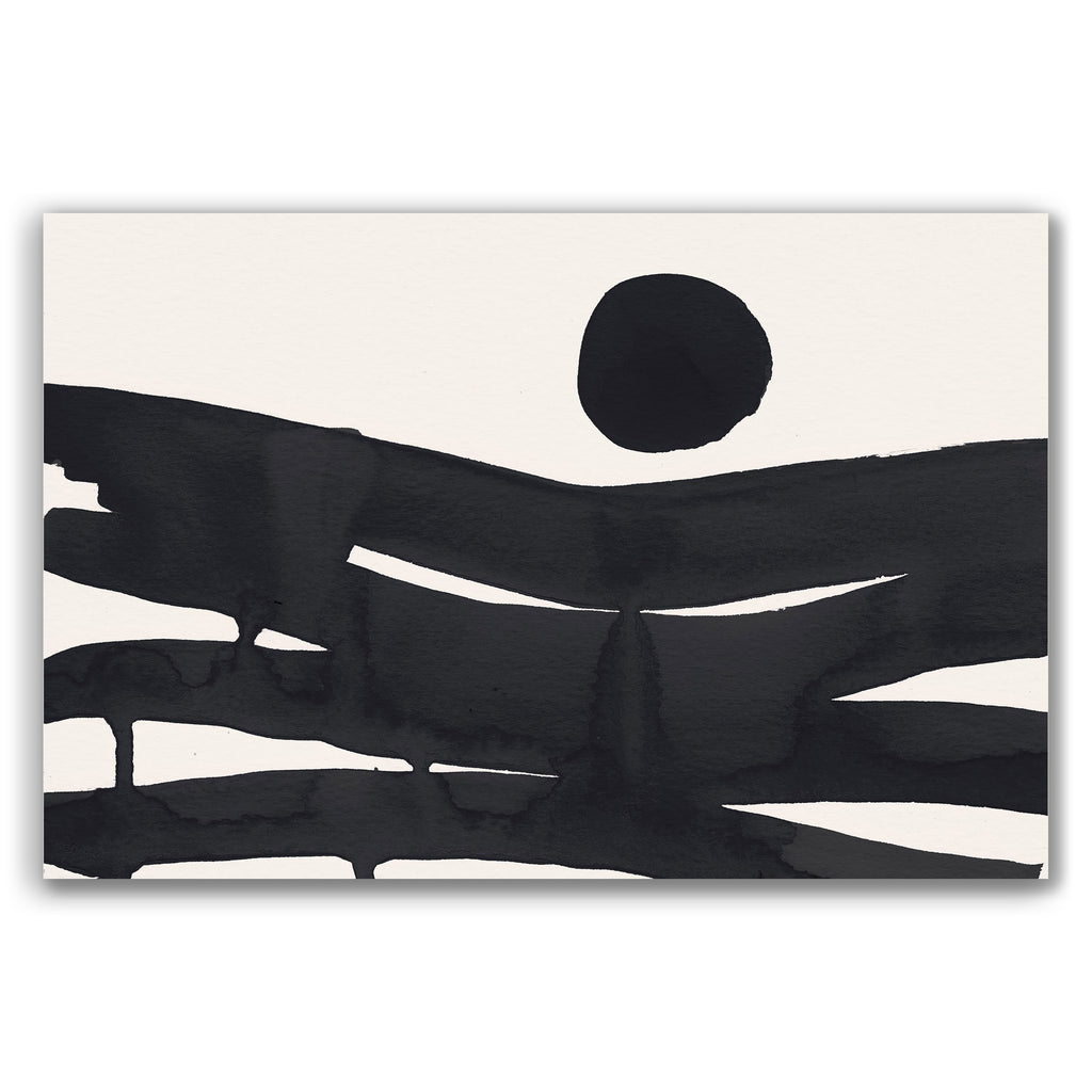 Composition in Ink 10 – pure abstract giclée art print in black ink, contemporary minimalist wall art, landscape format, 45×30 cm, Open Wall Studio Studies in Ink collection