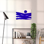 Composition in Ink 10 blue ink, 60×40 cm giclée art print shown to scale in a home interior – abstract minimalist wall art, landscape format, Open Wall Studio Studies in Ink