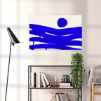 Composition in Ink 10 blue ink, 90×60 cm giclée art print shown to scale in a home interior – abstract minimalist wall art, landscape format, Open Wall Studio Studies in Ink