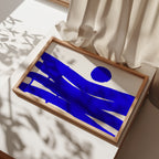 Composition in Ink 10 in blue ink displayed in a modern interior, room mockup view two – abstract giclée wall art, 60×40 cm, landscape format, Open Wall Studio