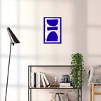 Composition in Ink 17 blue ink, 30×45 cm giclée art print shown to scale in a home interior – abstract minimalist wall art, portrait format, Open Wall Studio Studies in Ink