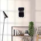 Composition in Ink 18 black ink, 30×45 cm giclée art print shown to scale in a home interior – abstract minimalist wall art, portrait format, Open Wall Studio Studies in Ink