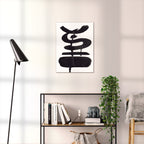 Composition in Ink 19 black ink, 45×60 cm giclée art print shown to scale in a home interior – abstract minimalist wall art, portrait format, Open Wall Studio Studies in Ink
