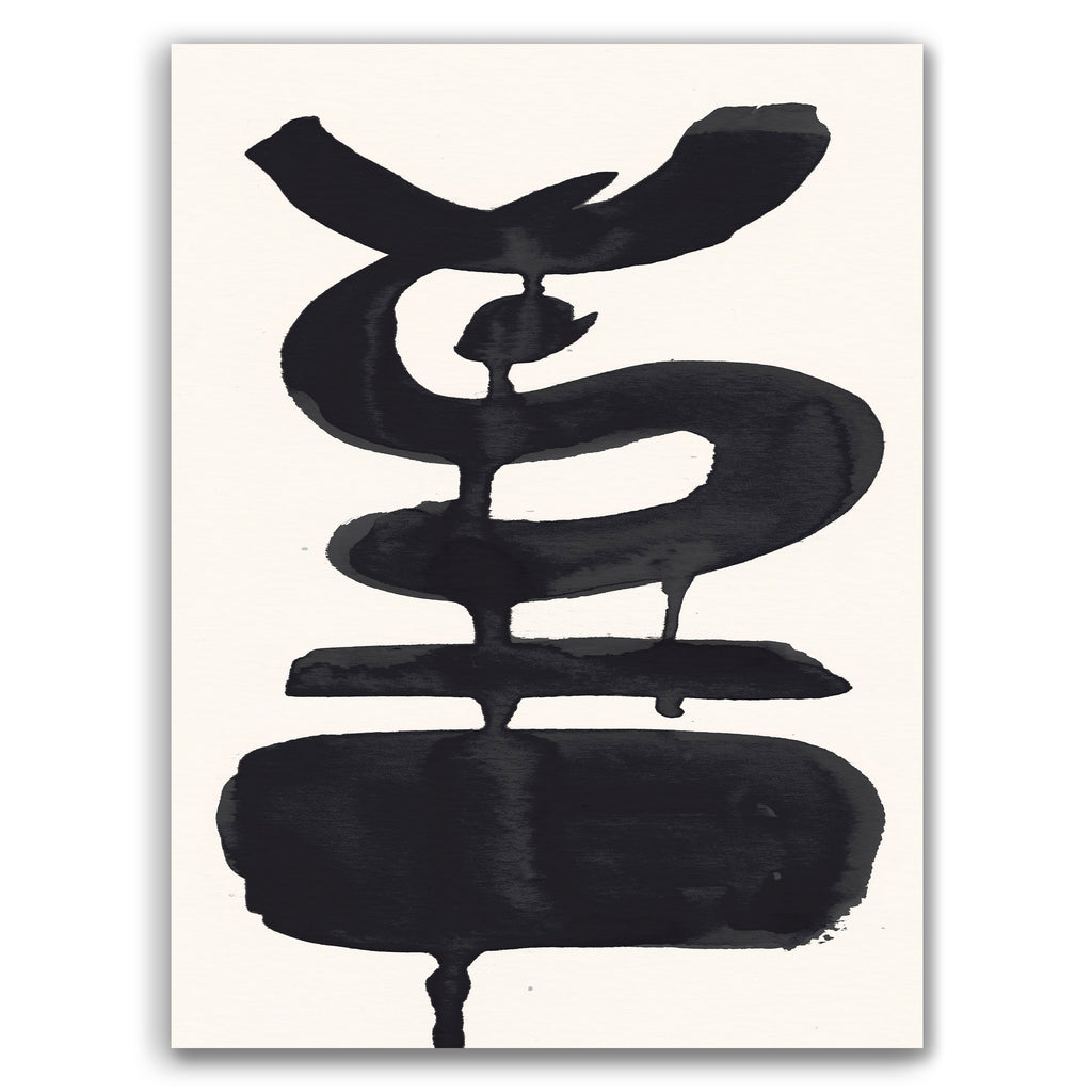 Composition in Ink 19 – pure abstract giclée art print in black ink, contemporary minimalist wall art, portrait format, 30×40 cm, Open Wall Studio Studies in Ink collection