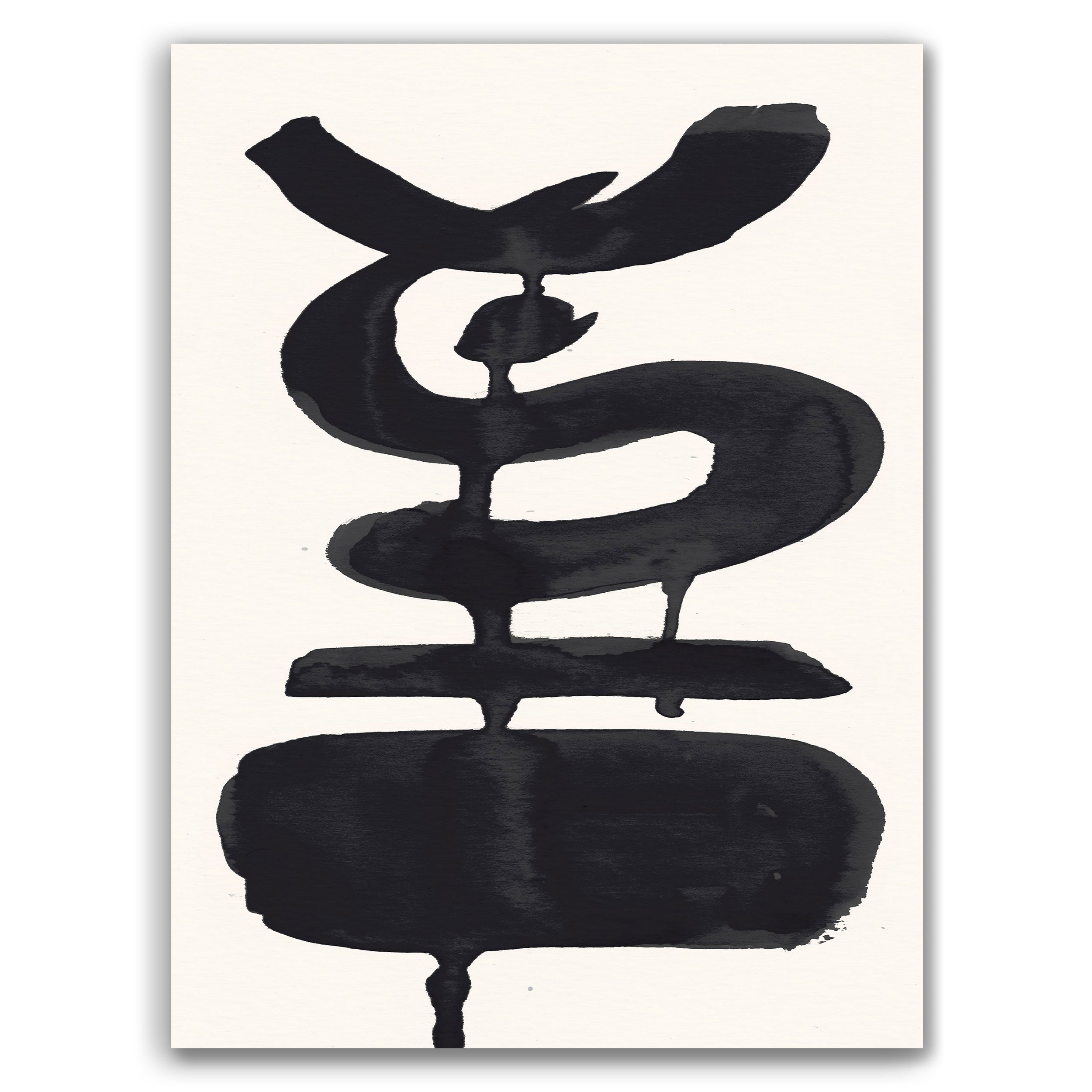 Composition in Ink 19 – pure abstract giclée art print in black ink, contemporary minimalist wall art, portrait format, 45×60 cm, Open Wall Studio Studies in Ink collection