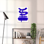 Composition in Ink 19 blue ink, 45×60 cm giclée art print shown to scale in a home interior – abstract minimalist wall art, portrait format, Open Wall Studio Studies in Ink