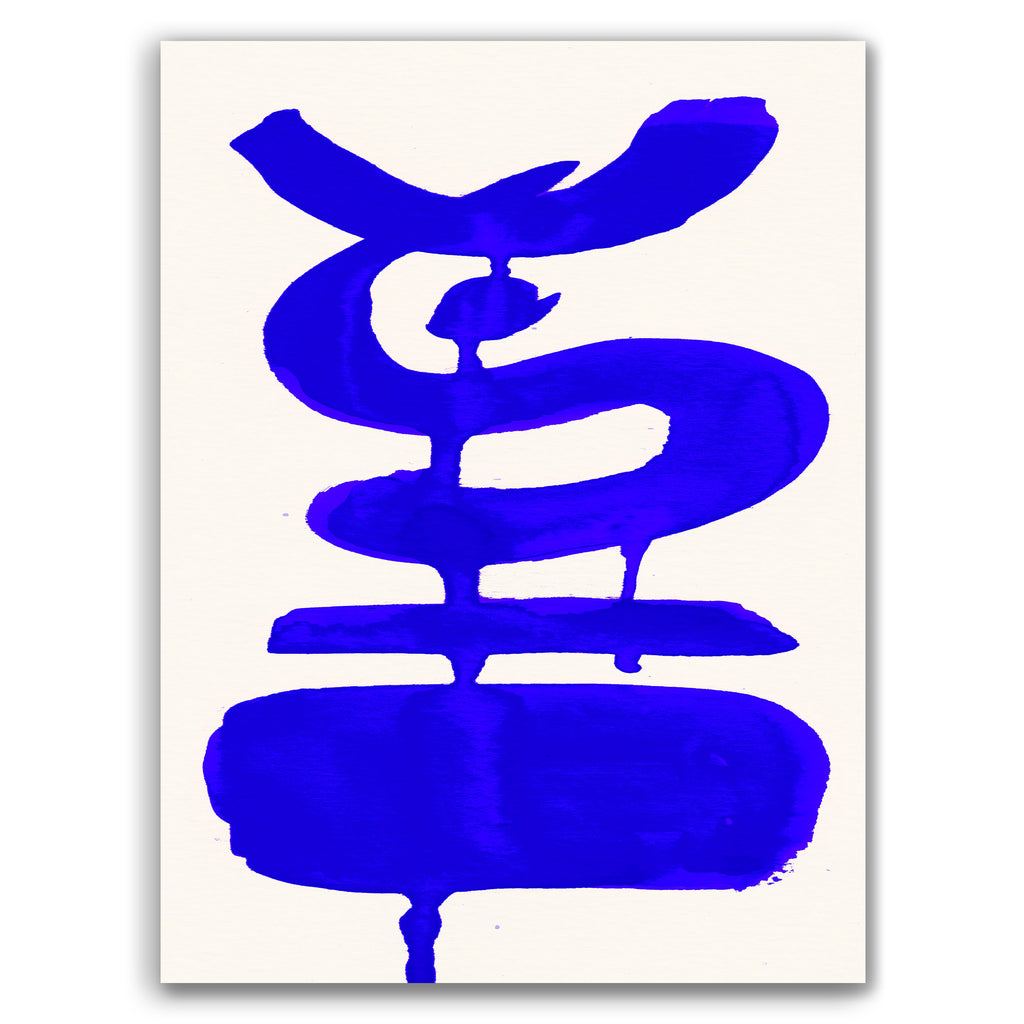 Composition in Ink 19 – pure abstract giclée art print in blue ink, contemporary minimalist wall art, portrait format, 30×40 cm, Open Wall Studio Studies in Ink collection