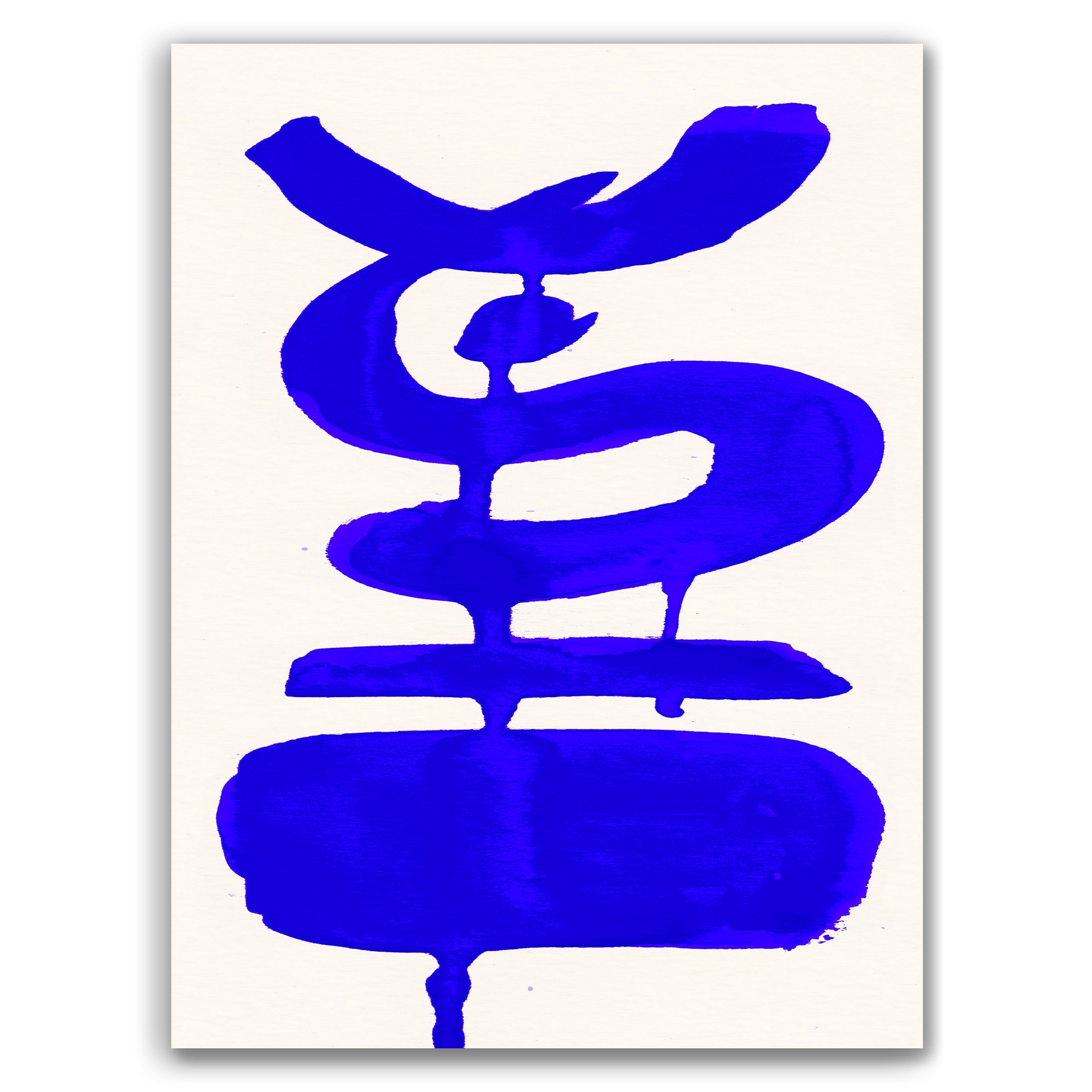 Composition in Ink 19 – pure abstract giclée art print in blue ink, contemporary minimalist wall art, portrait format, 60×80 cm, Open Wall Studio Studies in Ink collection