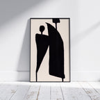 Composition in Ink 05 framed art print in black ink – contemporary abstract giclée print shown in frame, portrait format, 30×45 cm, no scale reference, Open Wall Studio