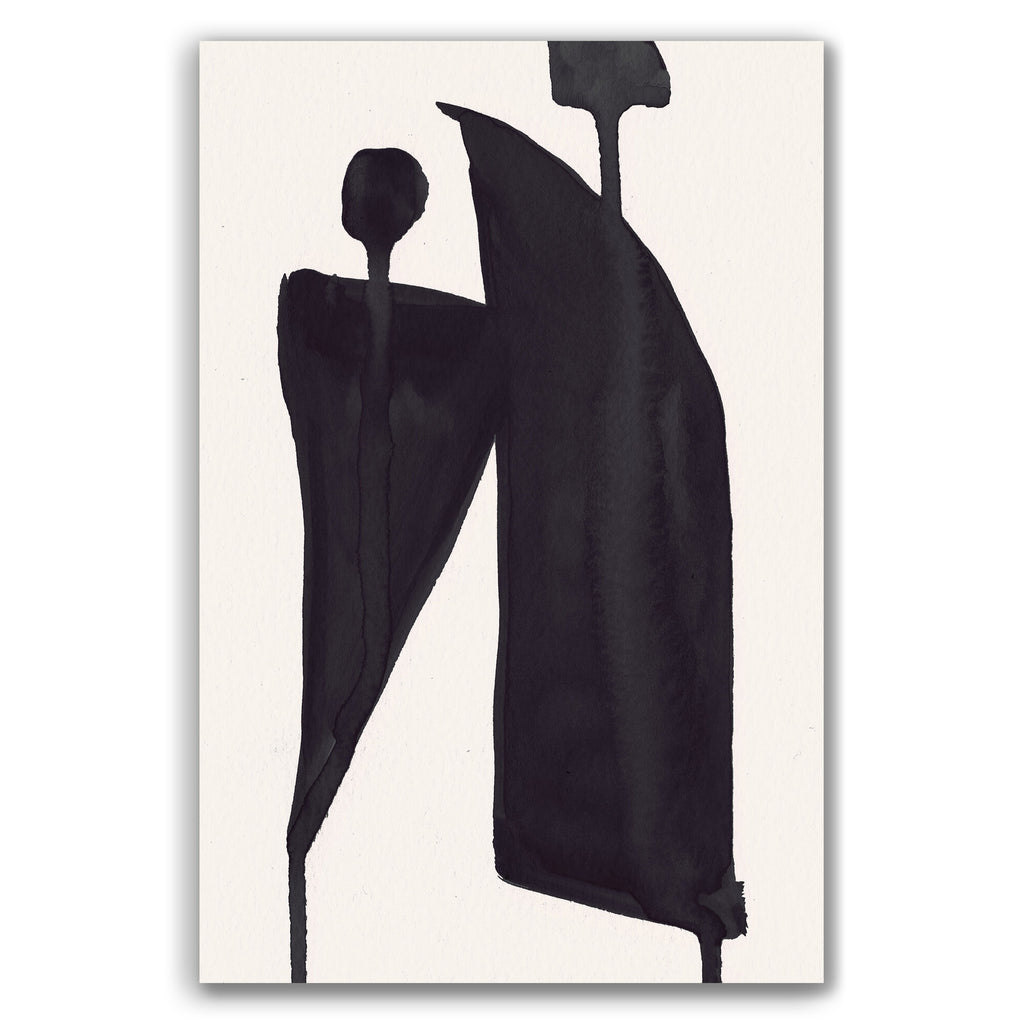Composition in Ink 05 – pure abstract giclée art print in black ink, contemporary minimalist wall art, portrait format, 40×60 cm, Open Wall Studio Studies in Ink collection